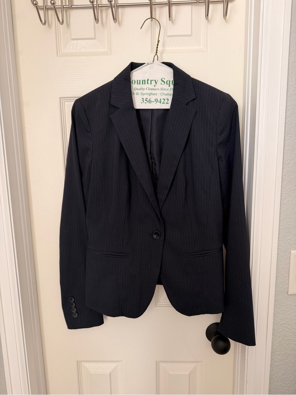 Women's Pinstripe Single-Button Blazer - Navy